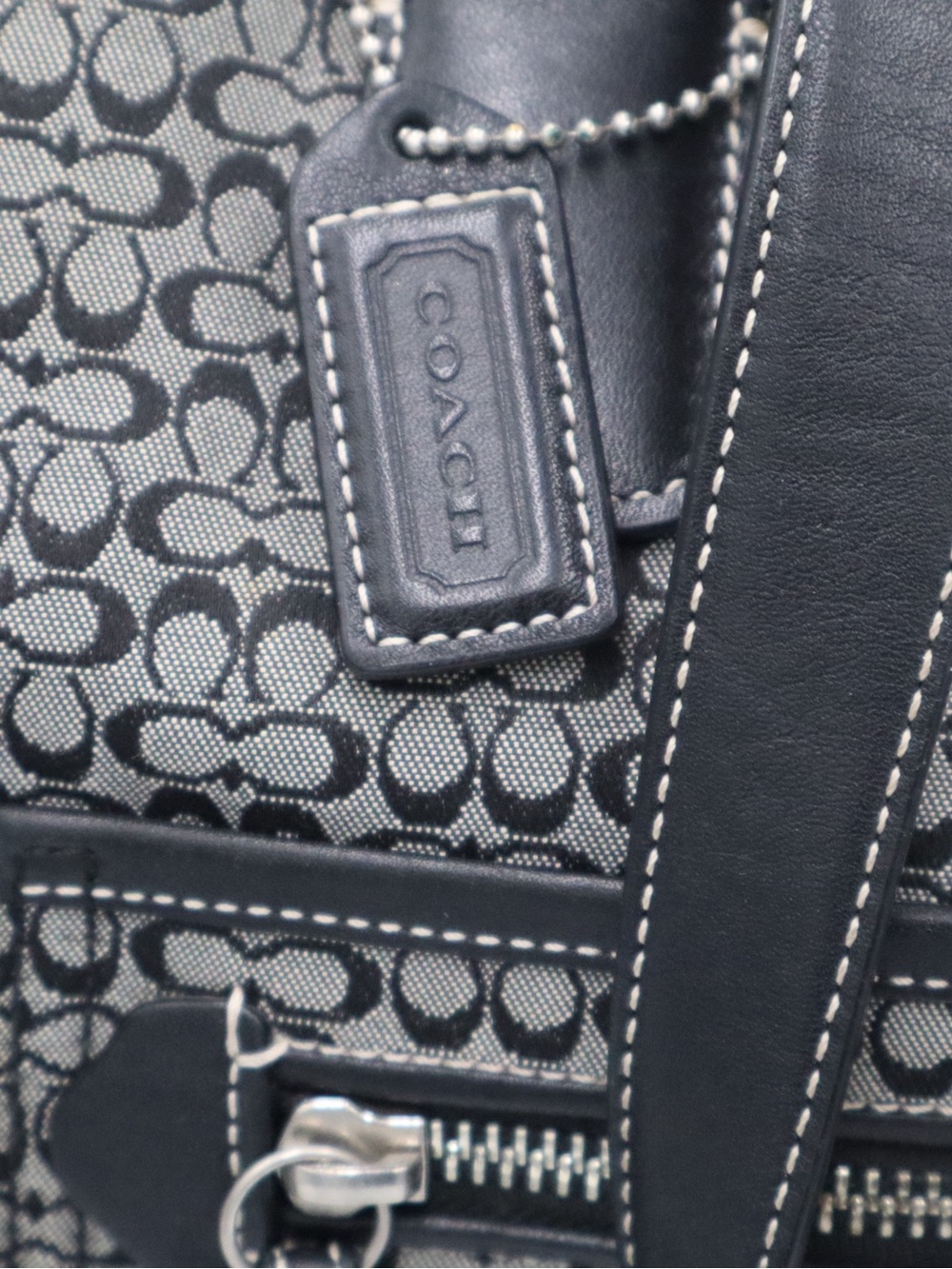 Coach Black with a touch of brown leather Signature Diaper Bag - Picture 2 of 14